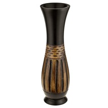 Versatile Hand Carved Lines Brown and Black Mango Tree Wooden Vase - $31.67