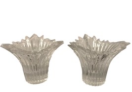 Pair Clear Glass Spiked Taper Candle Holders Sparkling Modern 3&quot; Tall Unbranded - £9.67 GBP