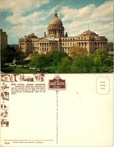 Mississippi Jackson State Capitol American &amp; State Flags Cars Vintage Postcard - £7.51 GBP