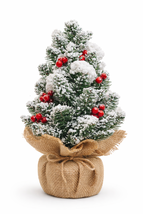 30cm Mini Artificial Christmas Tree Snow Flocked Pine with Decorations F... - $14.00
