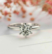 Solitaire Engagement Ring 1.50Ct Simulated Diamond Solid 14K White Gold Size 5 - £207.12 GBP