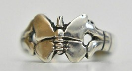 butterfly toe ring pinky band sterling silver Size 1 adjustable - £16.07 GBP