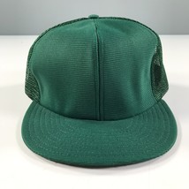 Vintage Trucker Hat Dark Green Flat Brim Made In USA Mesh Dome Funkap La... - £9.59 GBP