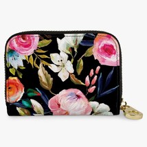 Monarque Floral On Black Art RFID Secured Armored Signature Zip Wallet NWT - $16.83