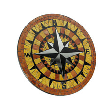 Mosaic Tile and Glass Compass Rose Wall Hanging 16 Inch Diameter - £33.76 GBP