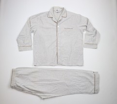 Vintage 70s Streetwear Mens Large Faded 2 Piece Flannel Pajamas Set Plai... - £46.35 GBP