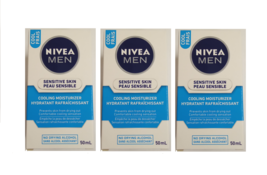 Lot Of 3 Nivea Men Sensitive Skin Cooling Moisturizer, No Drying Alcohol 50 M L - £12.97 GBP