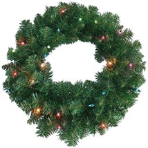 TRUE VALUE COMPANY PVC w/120 Tips &amp; 25 Multi Lights, 24&quot; Artificial Wreath - £29.62 GBP