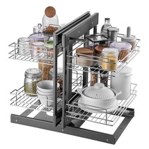 2 Tier 4 Shelf Blind Corner Pull Out Organizer Chrome Kitchen Cabinet Ba... - £186.58 GBP