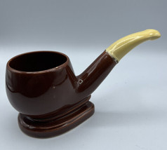 Mug  Novelty Mug Pipe Tobacco Cup Piped Shaped No Markings Brown Yellow ... - $18.66