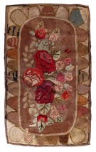 Handmade antique American Hooked rug 2.1&#39; x 3.6&#39; (67cm x 110cm) 1880s - £711.86 GBP