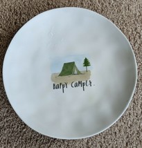 Vintage Rae Dunn Happy Camper by Magenta Melamine Lunch Dessert Plate Tent Tree - £11.17 GBP