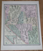 1896 Original Antique Map Of Nevada - £12.82 GBP