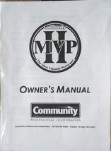 Community MVP II Loudspeaker Original Owner&#39;s Manual Booklet, New. - $15.83