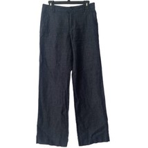 Garnet Hill Classic Linen Trouser Pants Navy Indigo Blue Womens Size 4 - $53.09
