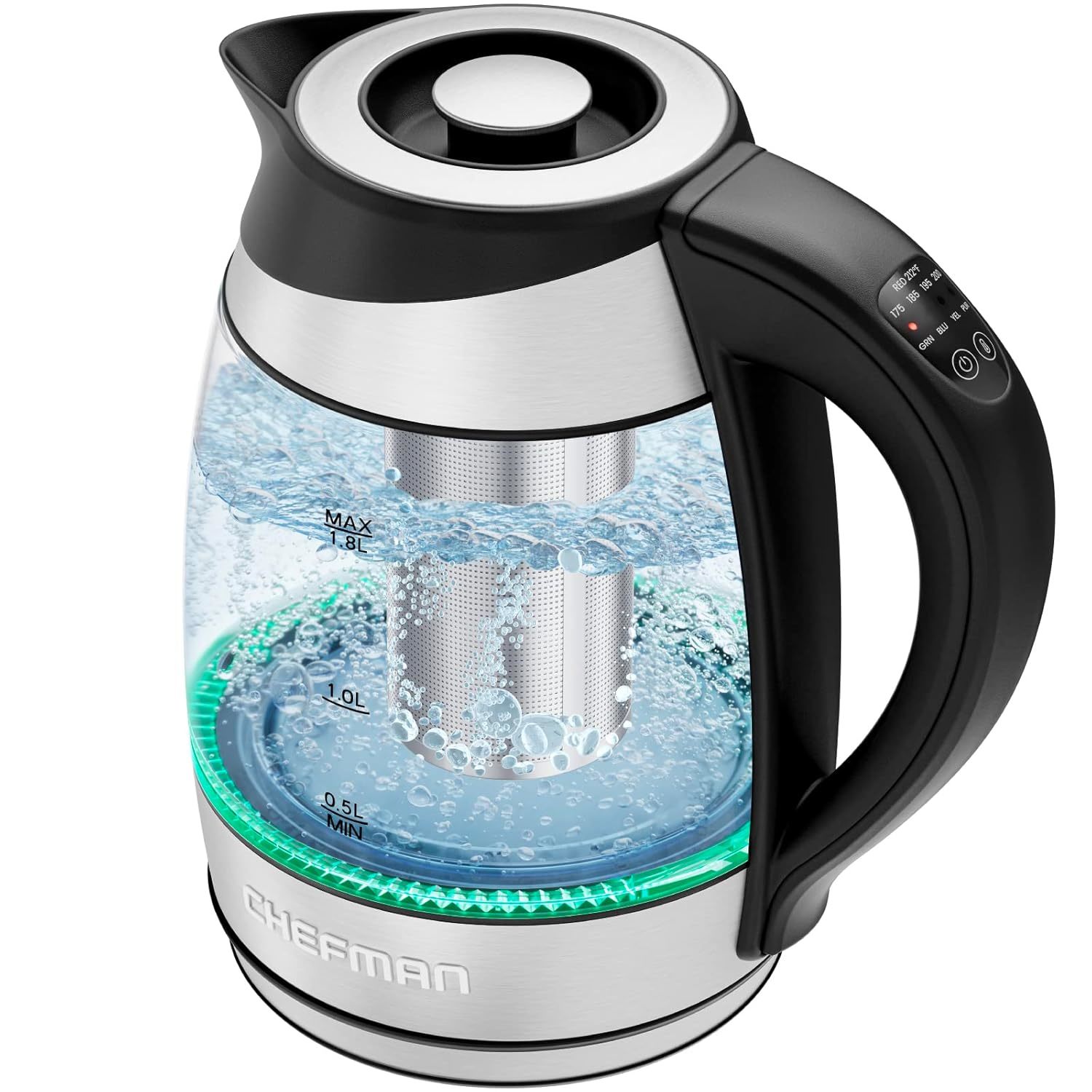 Chefman Electric Kettle with Temperature Control, 5 Presets LED Indicator Lights
