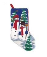 Snowman Hooked Christmas Stockings  Macy’s Holiday Lane 18” long Blue White - £13.92 GBP