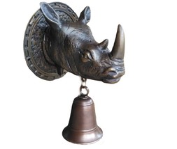 Vintage Rhino Statue Solid Brass Doorbell 5.5 Entry Way Door Hanging Orn... - $99.00