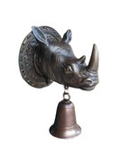 Vintage Rhino Statue Solid Brass Doorbell 5.5 Entry Way Doorbell Ornament - $177.80 CAD