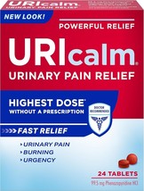 NEW URIcalm UTI Fast Powerful Pain &amp; Burning Relief 24 Tablets (99.5 mg)... - $9.99