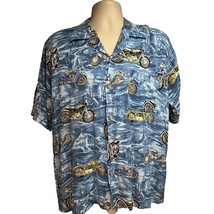 Island Collection Mens Vintage Motorcycle Hawaiian Button Up Shirt Large Pocket - £31.54 GBP