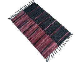 Leather Hearth Rug for Fireplace Fireproof Mat BLACK PINK - $180.00