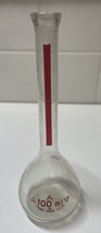 Corning Pyrex Glass 100mL Class A Lifetime Red TC Volumetric Flask Vintage - £6.14 GBP