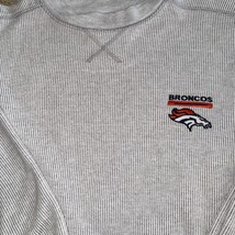 Broncos Sweatshirt Mens L Gray  NFL Football Crewneck Thermal - $637.21 MXN