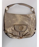 Michael Kors Fulton Pebbled Leather Shoulder Hobo Bag Metallic Gold - $83.34 CAD