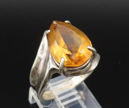 925 Sterling Silver - Vintage Pear Shaped Citrine Bypass Ring Sz 8 - RG2... - $37.97