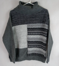 Chaps Women&#39;s Gray &amp; Black Turtleneck Sweater With Beautiful Design Size... - £9.95 GBP