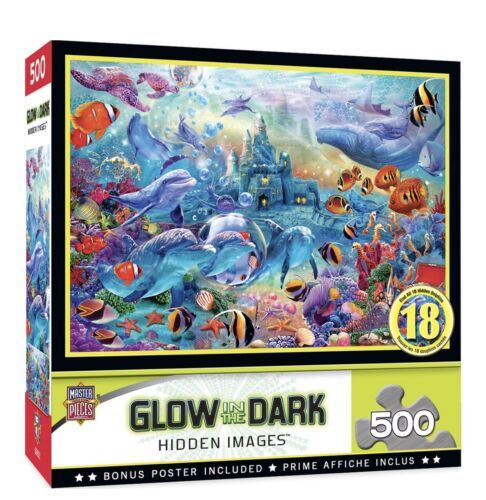 MasterPieces Hidden Images Glow In The Dark Sea Castle Delight 500pc Puzzle NEW - $19.18