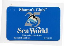 Shamu's Club Membership Card 1988 Sea World Mission Bay San Diego Califo... - $17.82