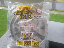 Vintage BAKE KING Vintage Marble Checkered Cake Pan Set -   aluminum... unused - £10.14 GBP
