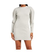 Express Gray Puff Long Sleeve Mini Bodycon Rib Knit Sweater Dress sz M C... - $24.29