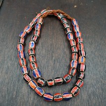 Antique Vintage Venetian Style red Chevron Trade Beads Necklace - £36.67 GBP