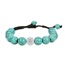Turquoise Shamballa Beams Crystal Ball Adjustable Bracelet - £16.44 GBP