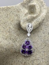 Vintage Purple Amethyst 925 Sterling Silver Vintage Chandelier Drop Earr... - $191.86