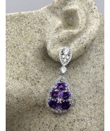 Vintage Purple Amethyst 925 Sterling Silver Vintage Chandelier Drop Earr... - £153.36 GBP