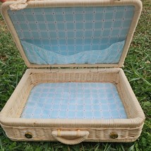Vintage American Girl Bitty Baby Wicker Basket Suitcase Lined - $44.50