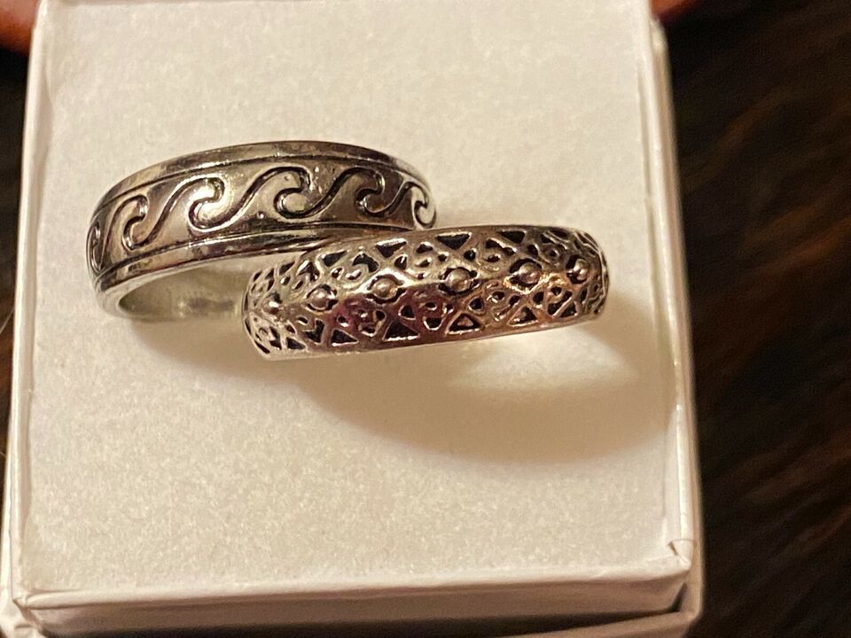 Silvertone Rings Set - Wave pattern and filligree - $15.00