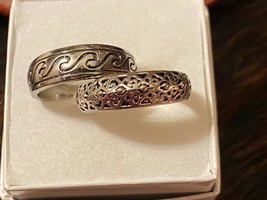 Silvertone Rings Set - Wave pattern and filligree - £11.77 GBP