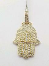 1.94Ct Round Cut White Diamond Hamsa Hand Pendant Necklace 14k White Gold Over - £103.09 GBP