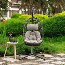 Outdoor patio Wicker Hanging Chair Swing Chair Patio Egg Chair UV Resistant - £156.45 GBP