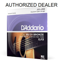 D&#39;Addario EJ13 Acoustic Guitar Strings 80/20 Bronze Custom Light 11-52 - £14.14 GBP
