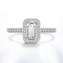 PANSYSEN Emerald cut 925 Sterling Silver Created Moissanite Ring Wedding Engagem - £14.34 GBP