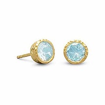 Gold Plated And Blue Topaz Earrings - £17.28 GBP