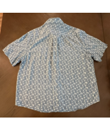 Nat Nast 100% Silk Camp Shirt Size XL Blue White MCM Atomic Dot Button Up Shirt - $33.37