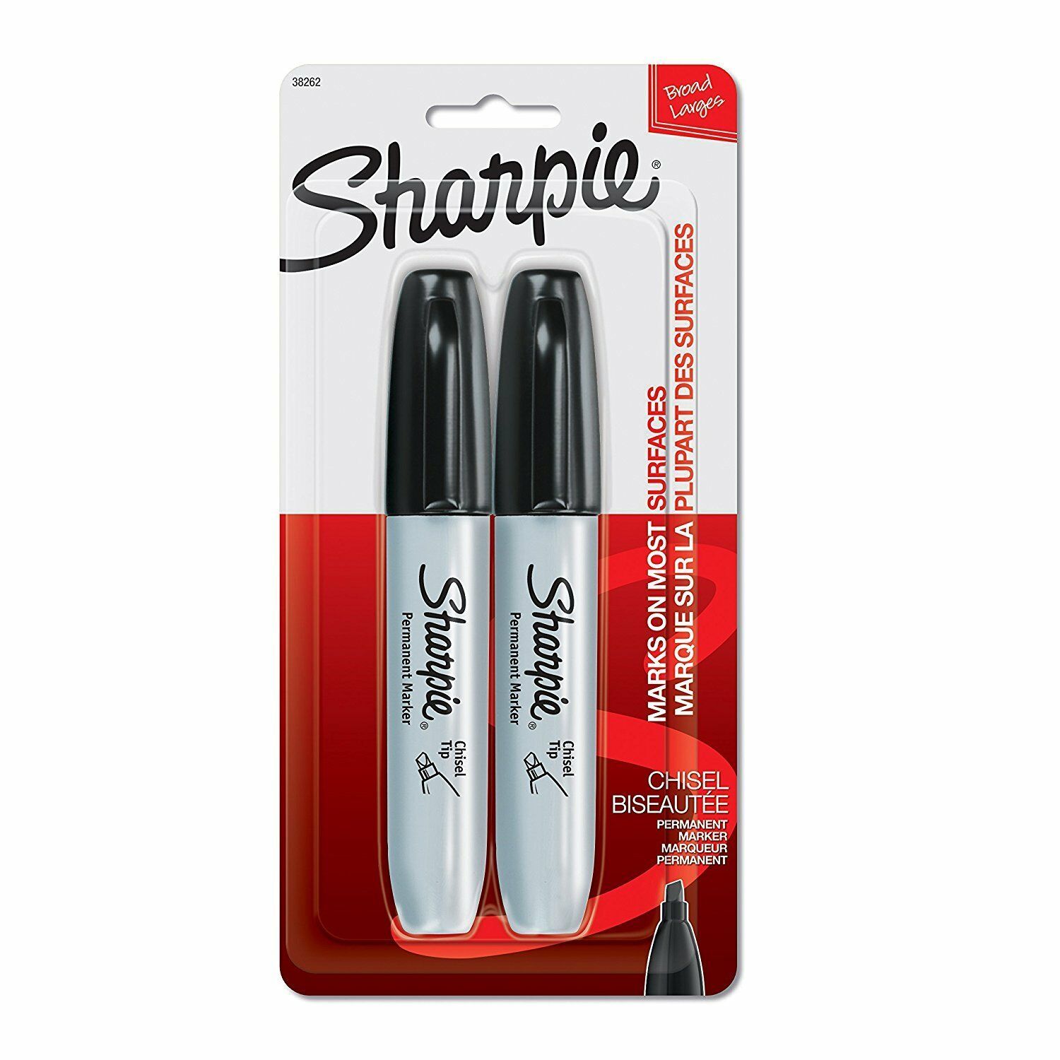 NEW Sharpie 2 Black Chisel Tip Permanent Markers - $7.99