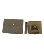 ELIZABETH ARDEN COMPACT LIPSTICK SET GOLD TONE BLUE RHINESTONE ART DECO ... - $57.73 CAD